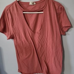 Pink tee with cut out v-neck :)